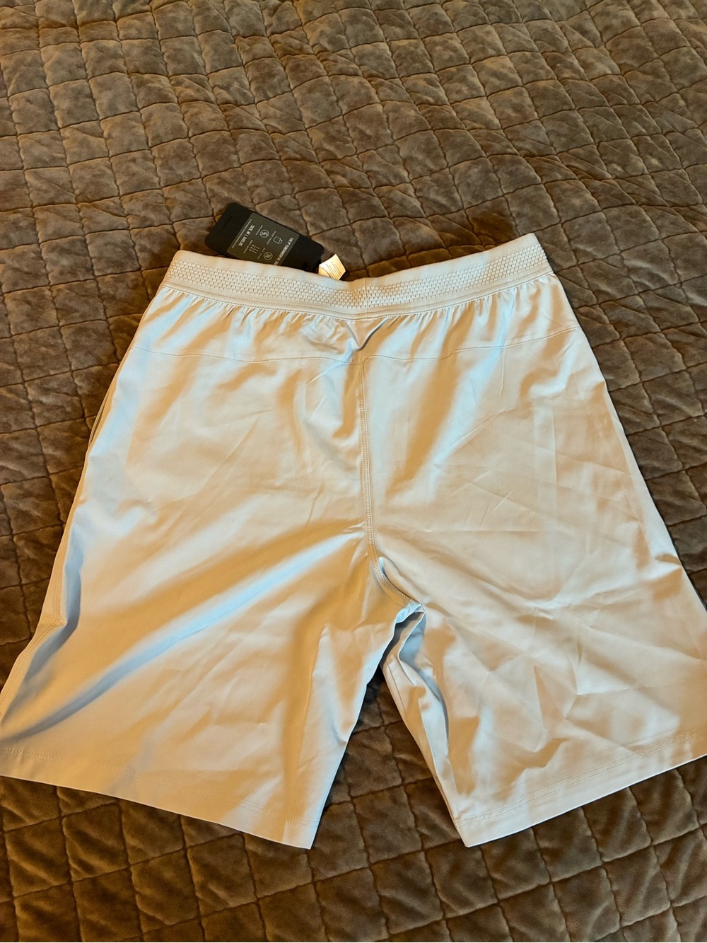 Fabletics Light Taupe Athletic Shorts with Elastic Waist - Picture 3 of 4
